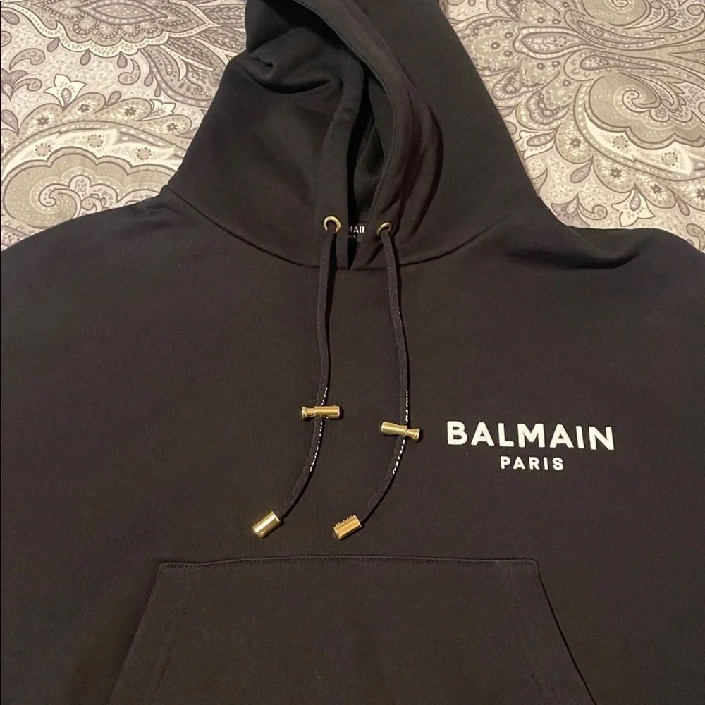 Balmain Black Cropped Hoodie - Picture 3 of 10